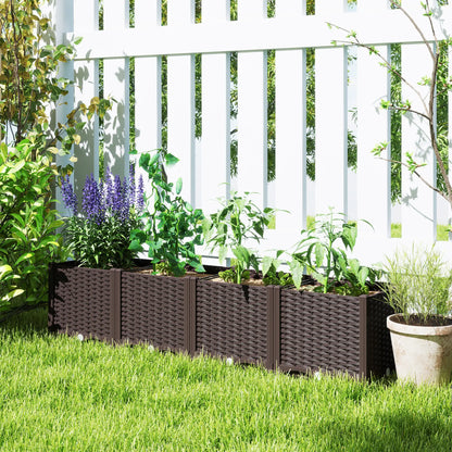 Plastic Raised Garden Bed, Outdoor Planter Box, 63" x 15.7" x 14.6", Brown Raised Garden Beds at Gallery Canada