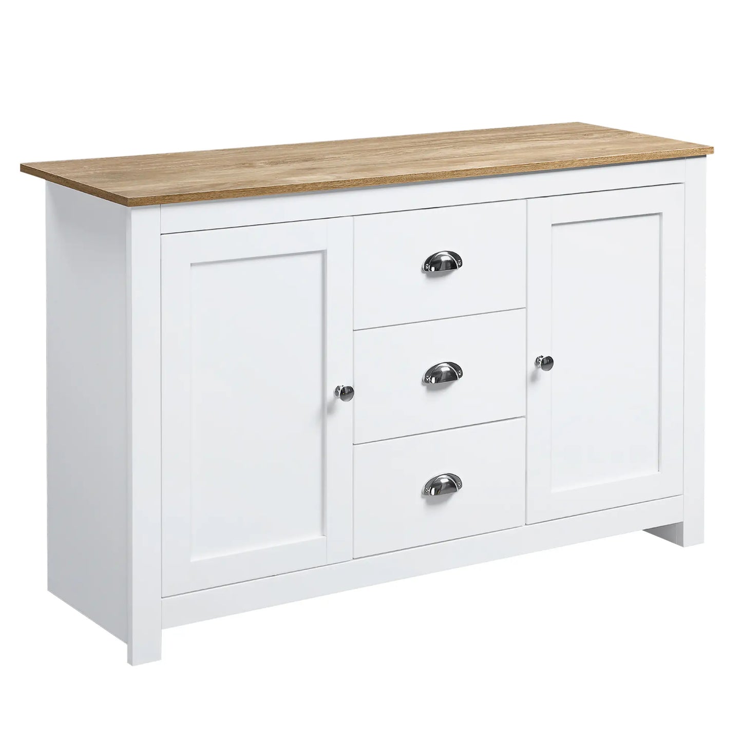 Modern Sideboard Cabinet, Kitchen Buffet with 3 Drawers, Adjustable Shelves, White Bar Cabinets White at Gallery Canada