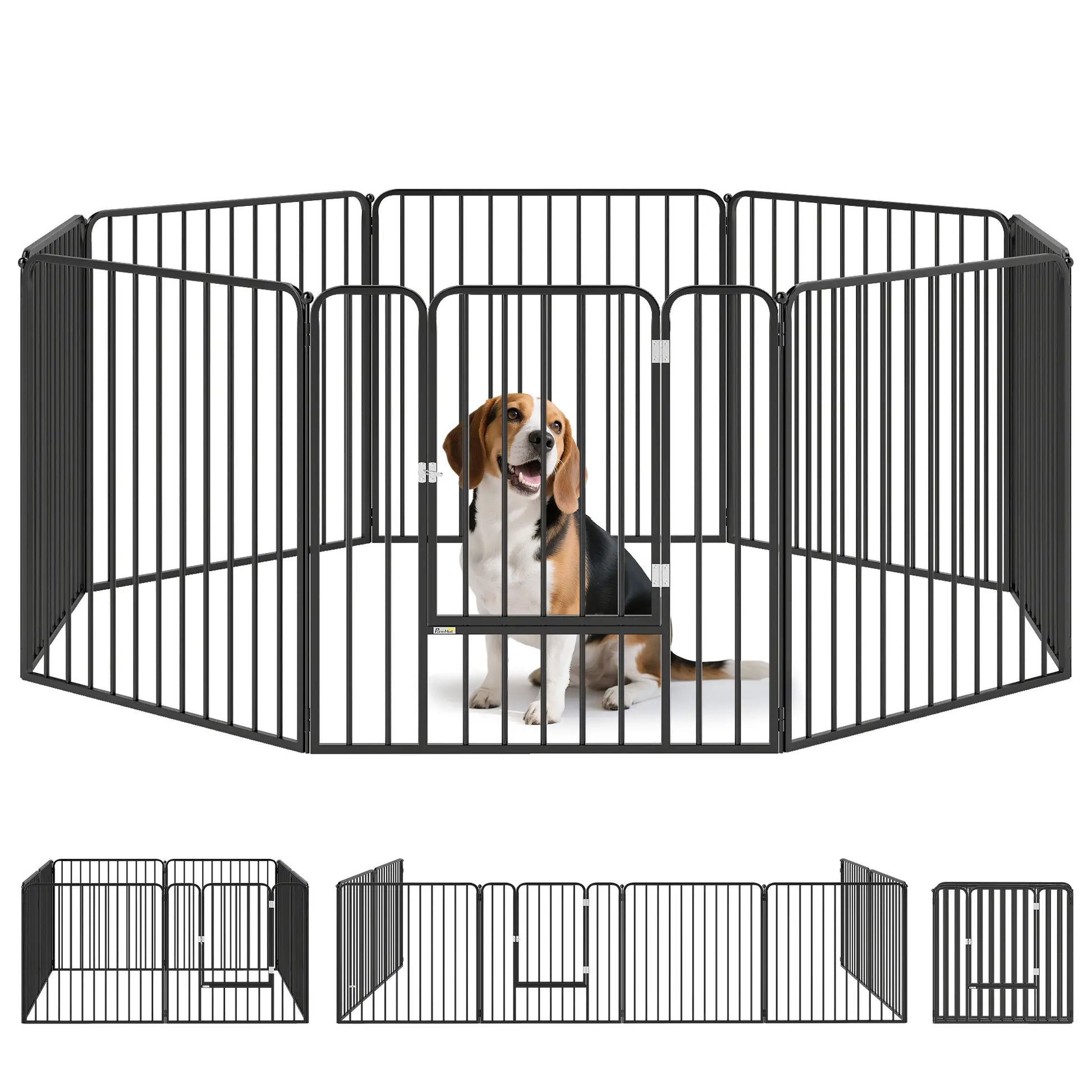 Outdoor Dog Fence, 8 Panels 31.5" Height, Steel Pet Exercise Pen Houses, Kennels & Pens at Gallery Canada