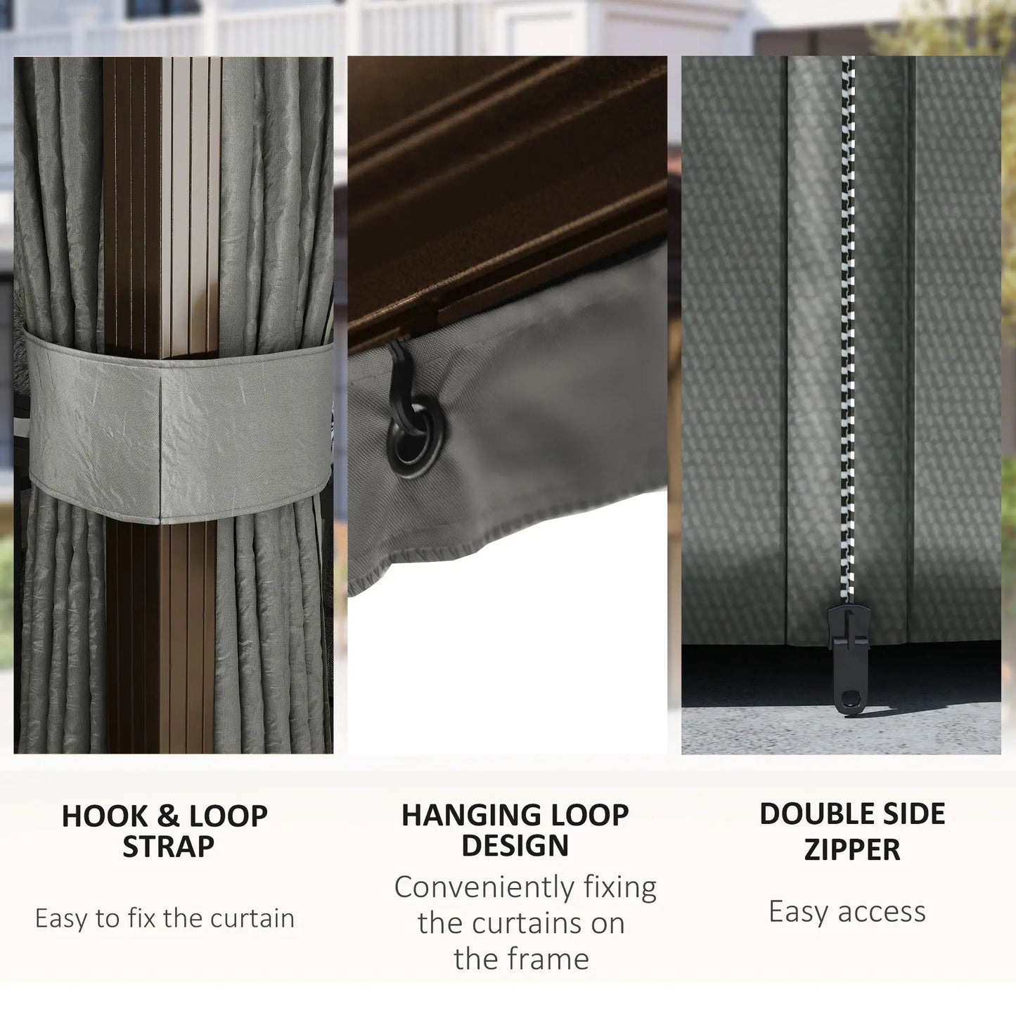 10' x 13' Hardtop Gazebo, Aluminum Canopy, Mesh Nettings, Dark Grey Gazebos at Gallery Canada