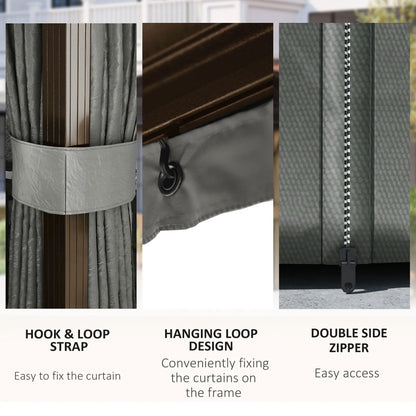 10' x 13' Hardtop Gazebo, Aluminum Canopy, Mesh Nettings, Dark Grey Gazebos at Gallery Canada