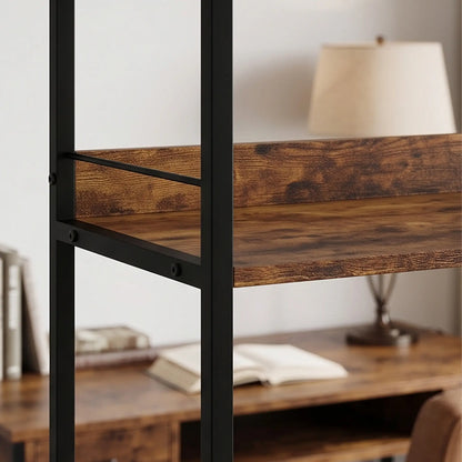 Bookshelf 5 Tier Arched Bookcase, 69.5" Tall, Rustic Brown, Rustic Brown Display Bookshelves at Gallery Canada