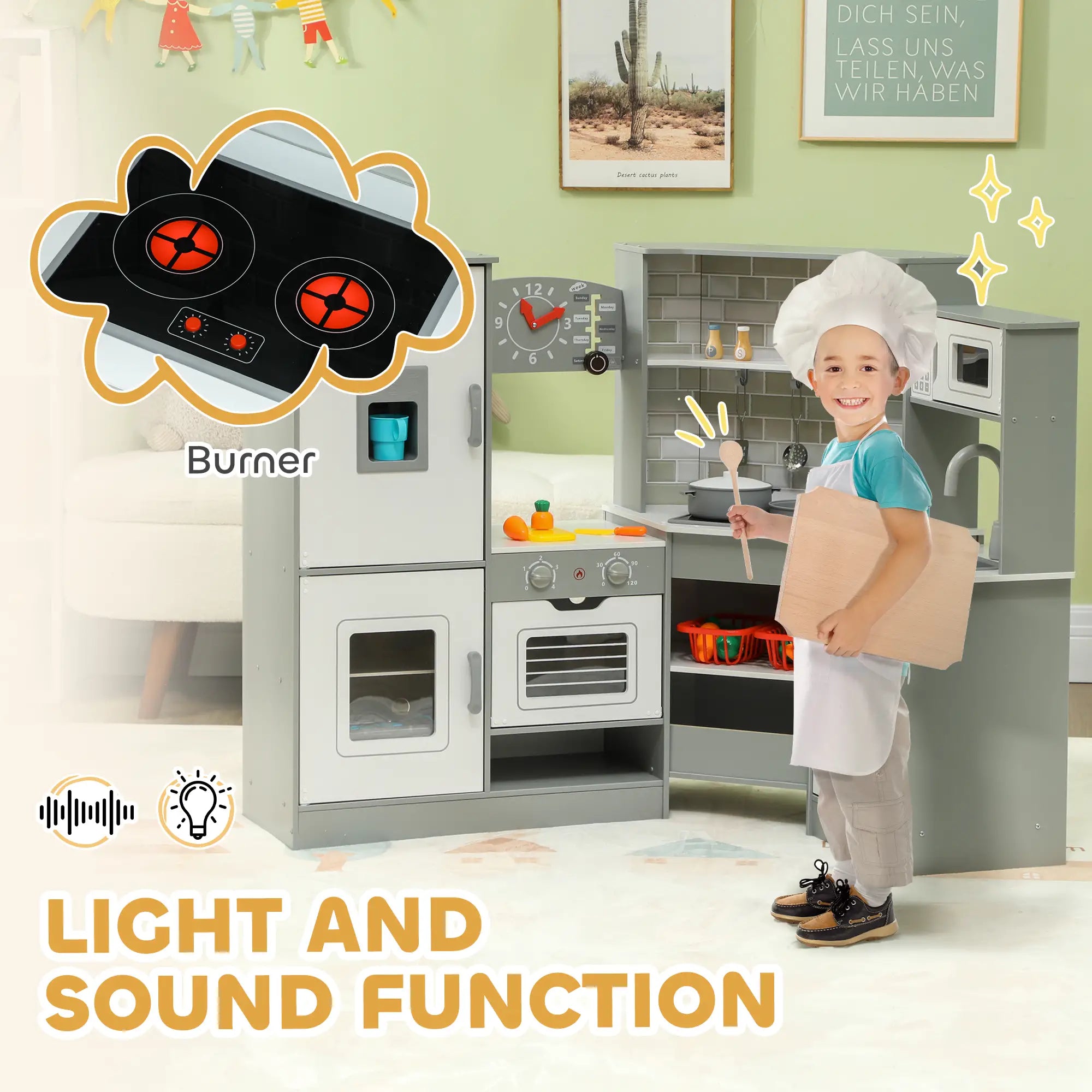 Corner Play Kitchen, Pretend Play Set with Lights, Sounds, Stove Play Kitchen at Gallery Canada