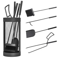 Ensemble d'outils de cheminée avec panier en treillis, kit de 5 pièces