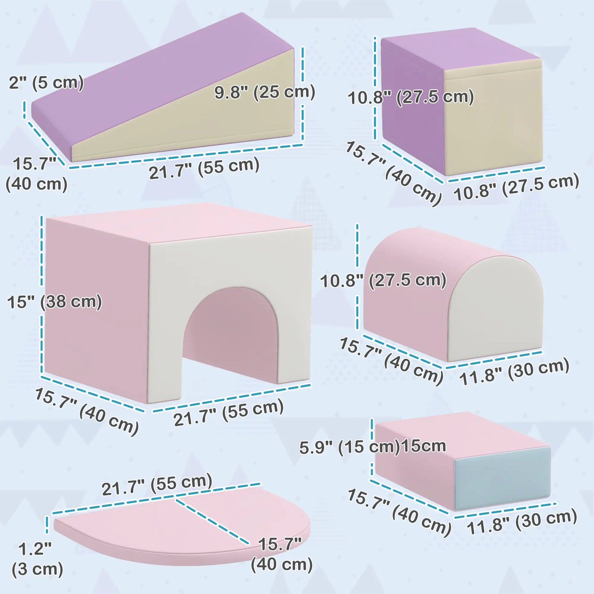 7 Piece Indoor Soft Play Set, Toddler Climb and Crawl, Pink/Purple Baby Gym & Playmats at Gallery Canada