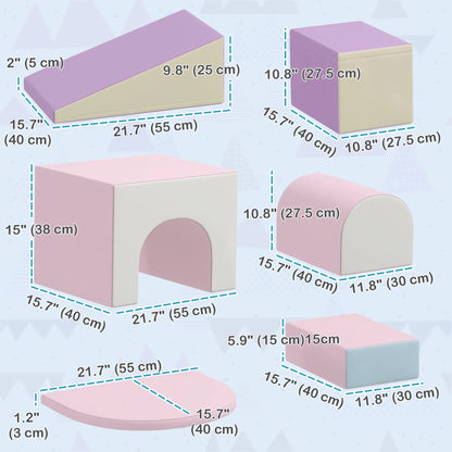 7 Piece Indoor Soft Play Set, Toddler Climb and Crawl, Pink/Purple Baby Gym & Playmats at Gallery Canada