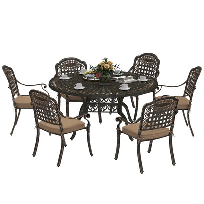 7-Piece Outdoor Dining Set, Aluminum Table and Chairs, 6-Person, Bronze Outdoor Dining Sets at Gallery Canada