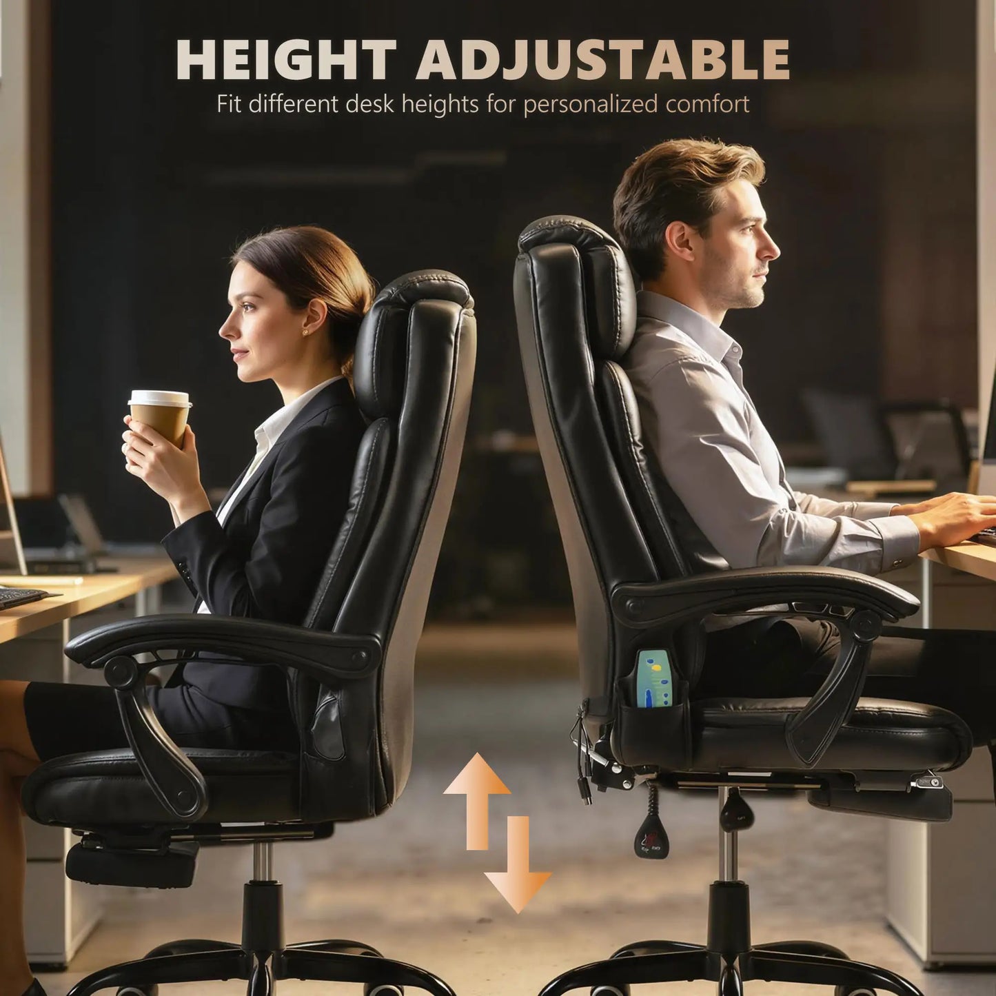 7-Point Vibrating Massage Chair, Reclining Office Chair, Footrest, Black Massage Chairs at Gallery Canada