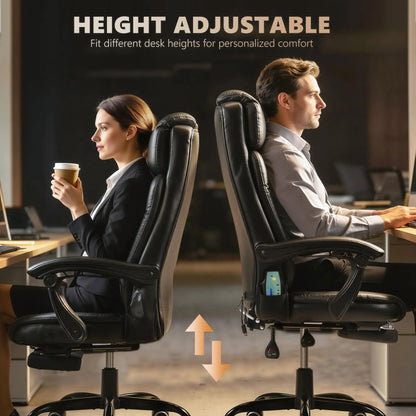 7-Point Vibrating Massage Chair, Reclining Office Chair, Footrest, Black Massage Chairs at Gallery Canada