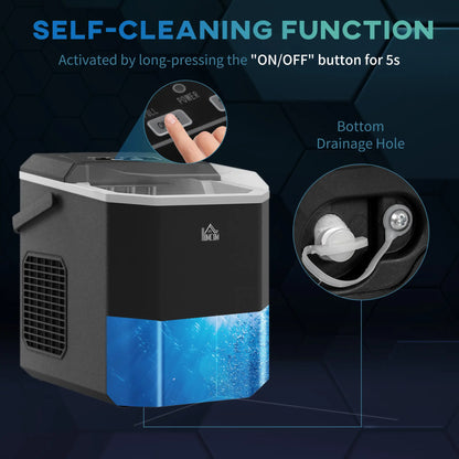 Portable Ice Maker, Self Cleaning, 9 Cubes in 6 Mins, 26lbs/24Hrs, 2 Sizes Small Kitchen Appliances at Gallery Canada