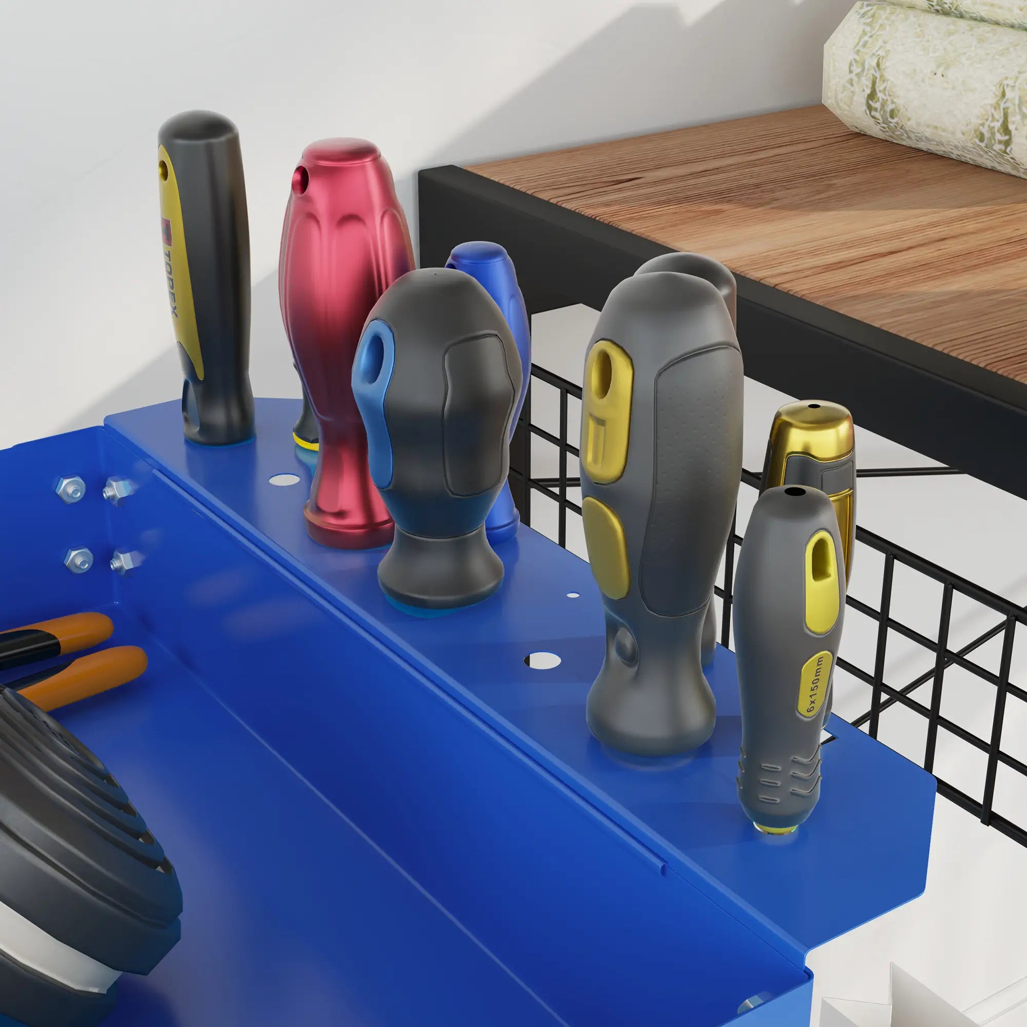 3 Tier Rolling Tool Cart, 330 LBS Heavy Duty Utility Cart, Blue Tool Organizers at Gallery Canada