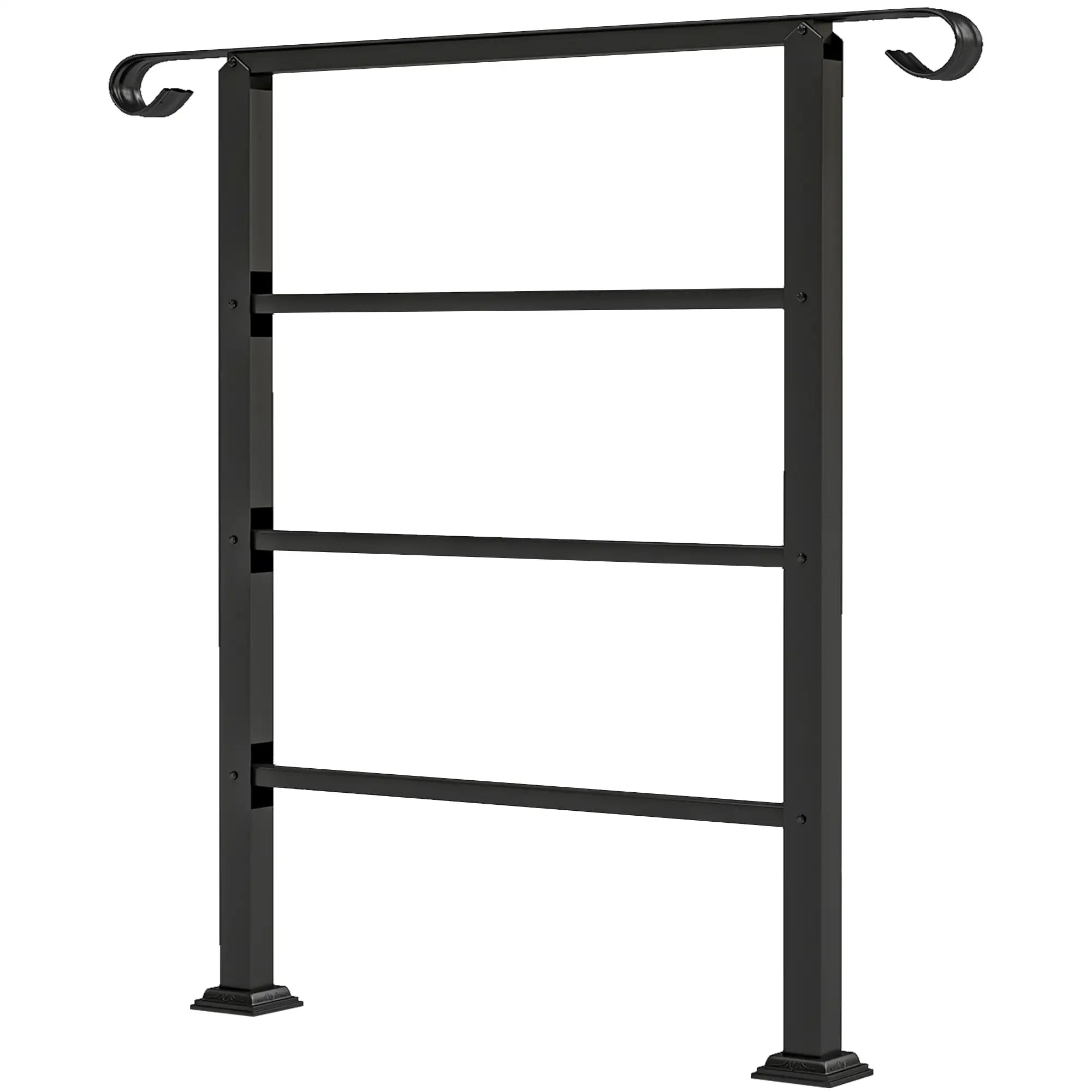 Adjustable Outdoor Stair Railing, 2 to 3 Steps, Black Garden Decor Black at Gallery Canada
