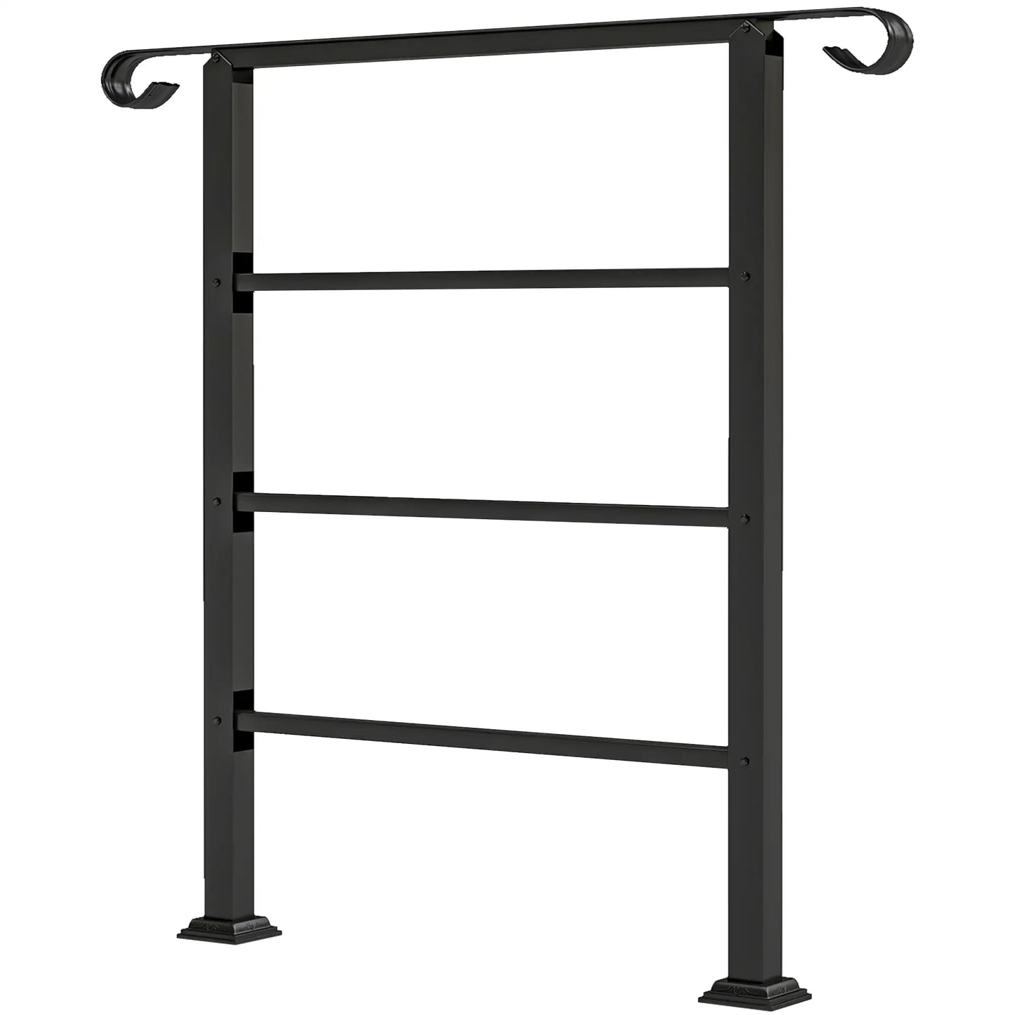 Adjustable Outdoor Stair Railing, 2 to 3 Steps, Black Garden Decor Black at Gallery Canada
