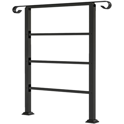 Adjustable Outdoor Stair Railing, 2 to 3 Steps, Black Garden Decor Black at Gallery Canada