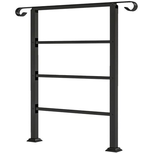 Adjustable Outdoor Stair Railing, 2 to 3 Steps, Black Garden Decor Black at Gallery Canada