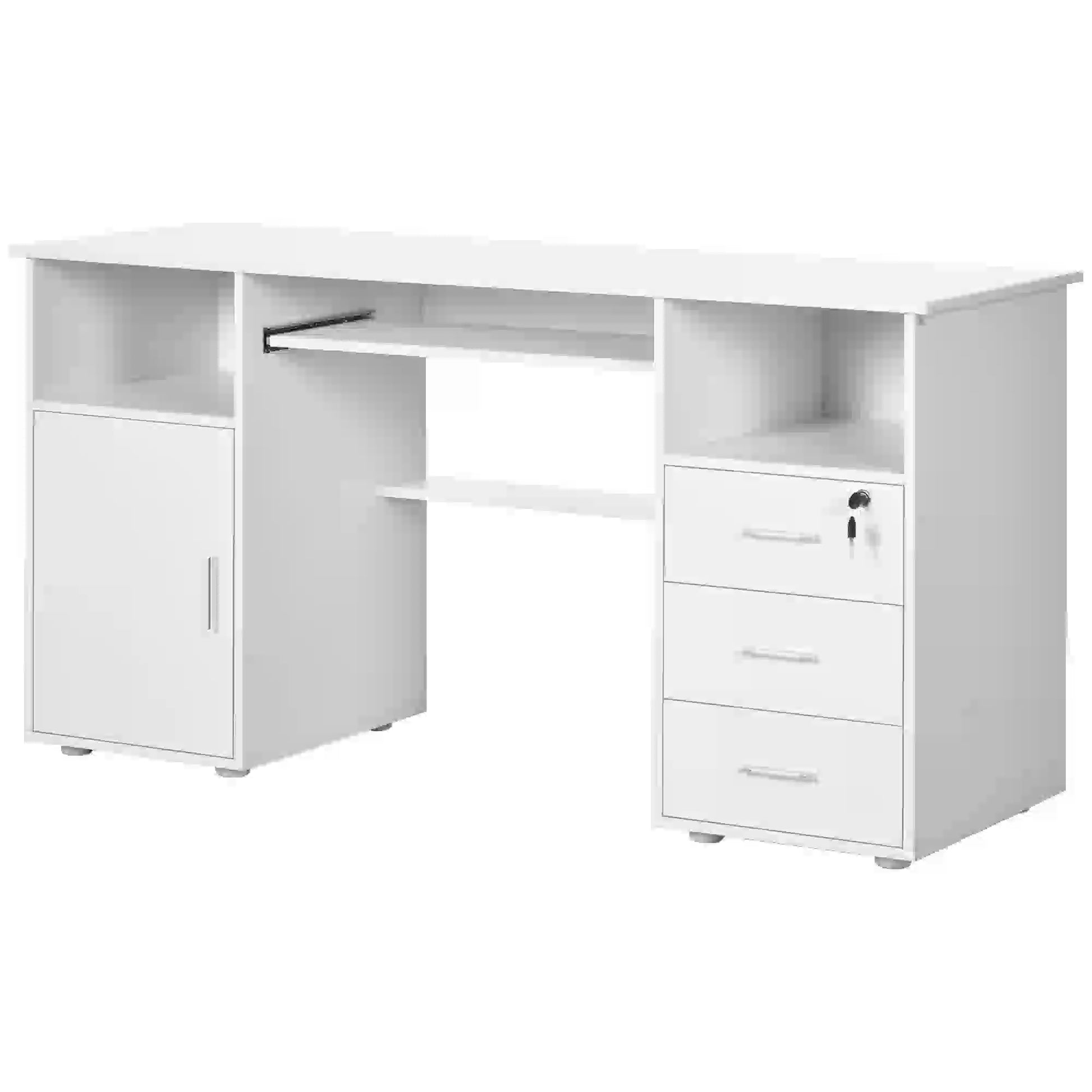 Computer Desk With Keyboard Tray, Drawers, White Computer Desks at Gallery Canada