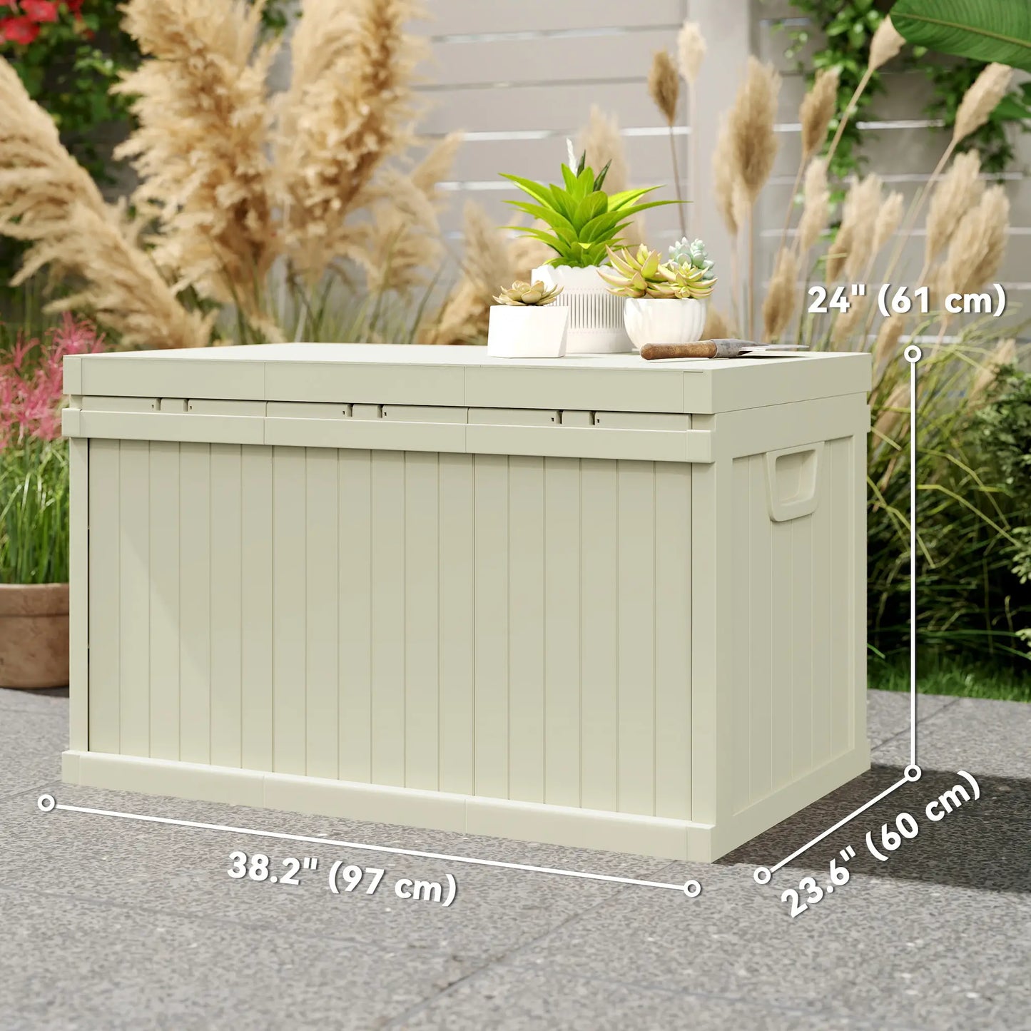 70 Gallon Resin Deck Box, Waterproof Outdoor Storage Container Patio Storage Boxes at Gallery Canada