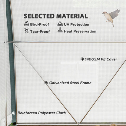 10'x6.6'x6.6' Tunnel Greenhouse, Mesh Door, Windows, Plant Labels, Gloves, White