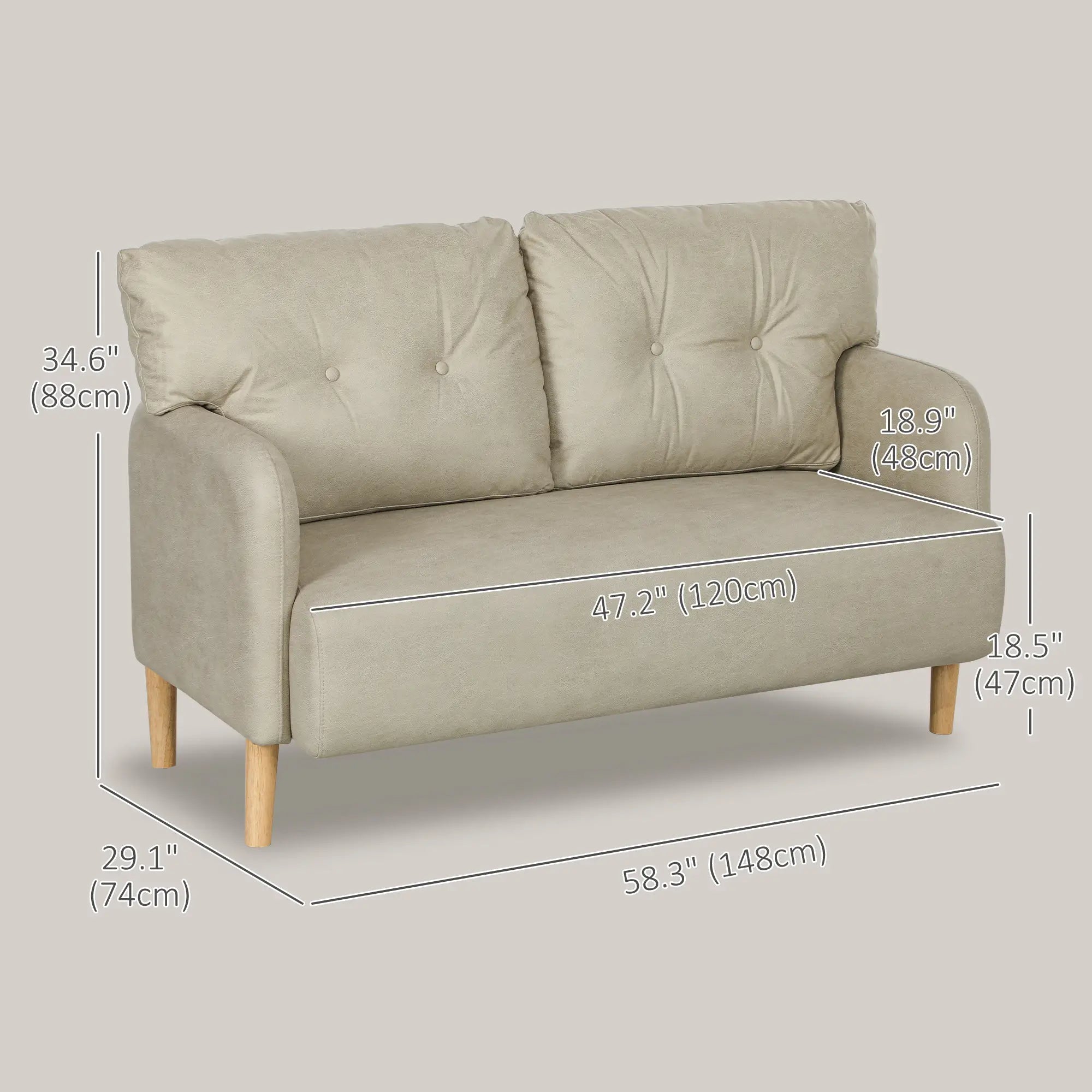 2 Seat Sofa, Upholstered Couch, Beige 2-Seater Sofas at Gallery Canada