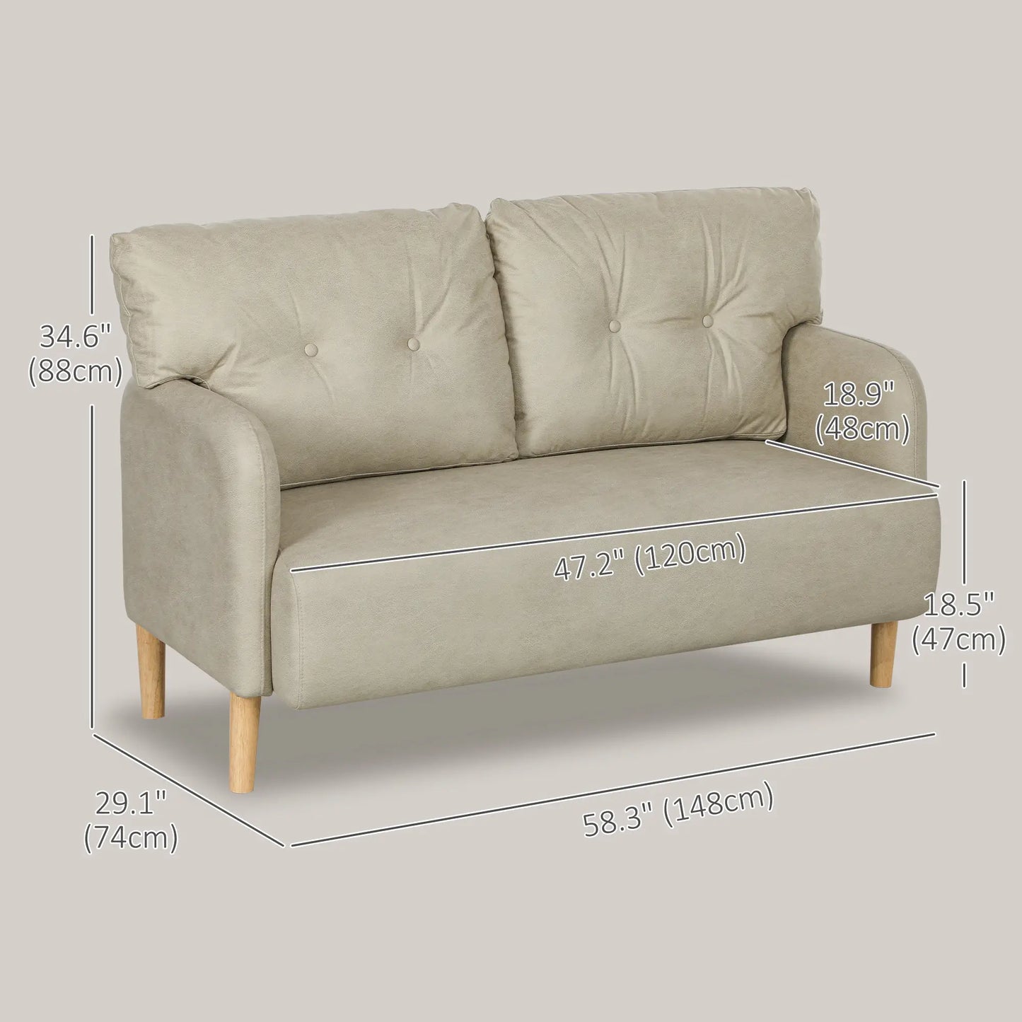 2 Seat Sofa, Upholstered Couch, Beige 2-Seater Sofas at Gallery Canada