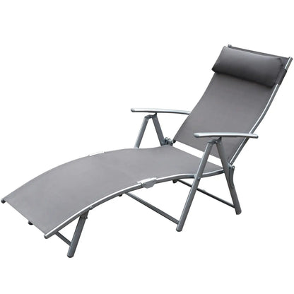 Heavy Duty Adjustable Folding Reclining Chair, Outdoor Sun Lounger, Grey Lounger Chairs at Gallery Canada