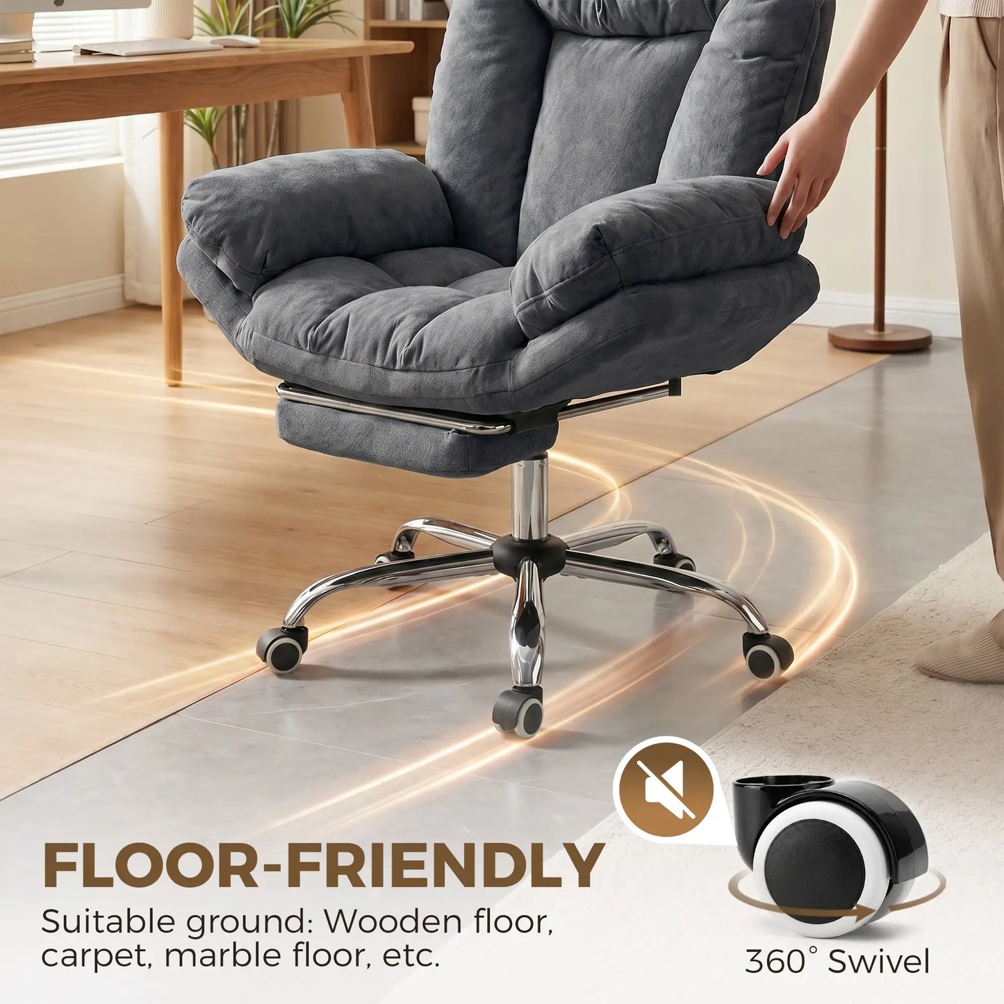 Criss Cross Chair With Wheels, Waterfall Armrests, Dark Grey, Dark Grey