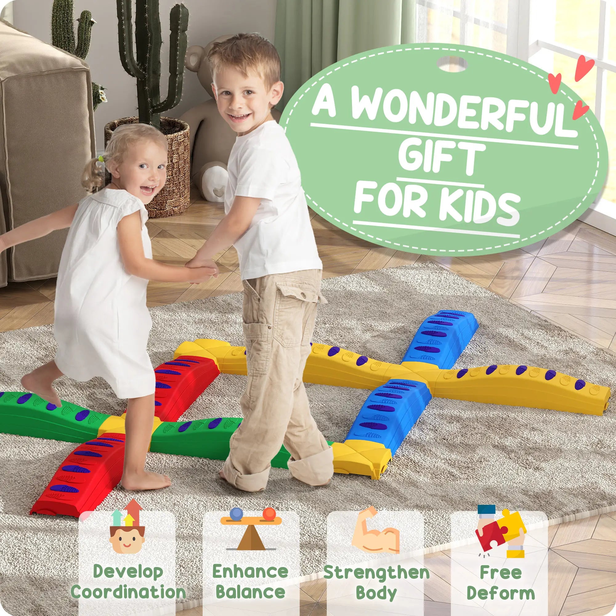 12PCs Balance Beam with Non-Slip Foot Pads for 3-8 Years Baby Gym & Playmats at Gallery Canada