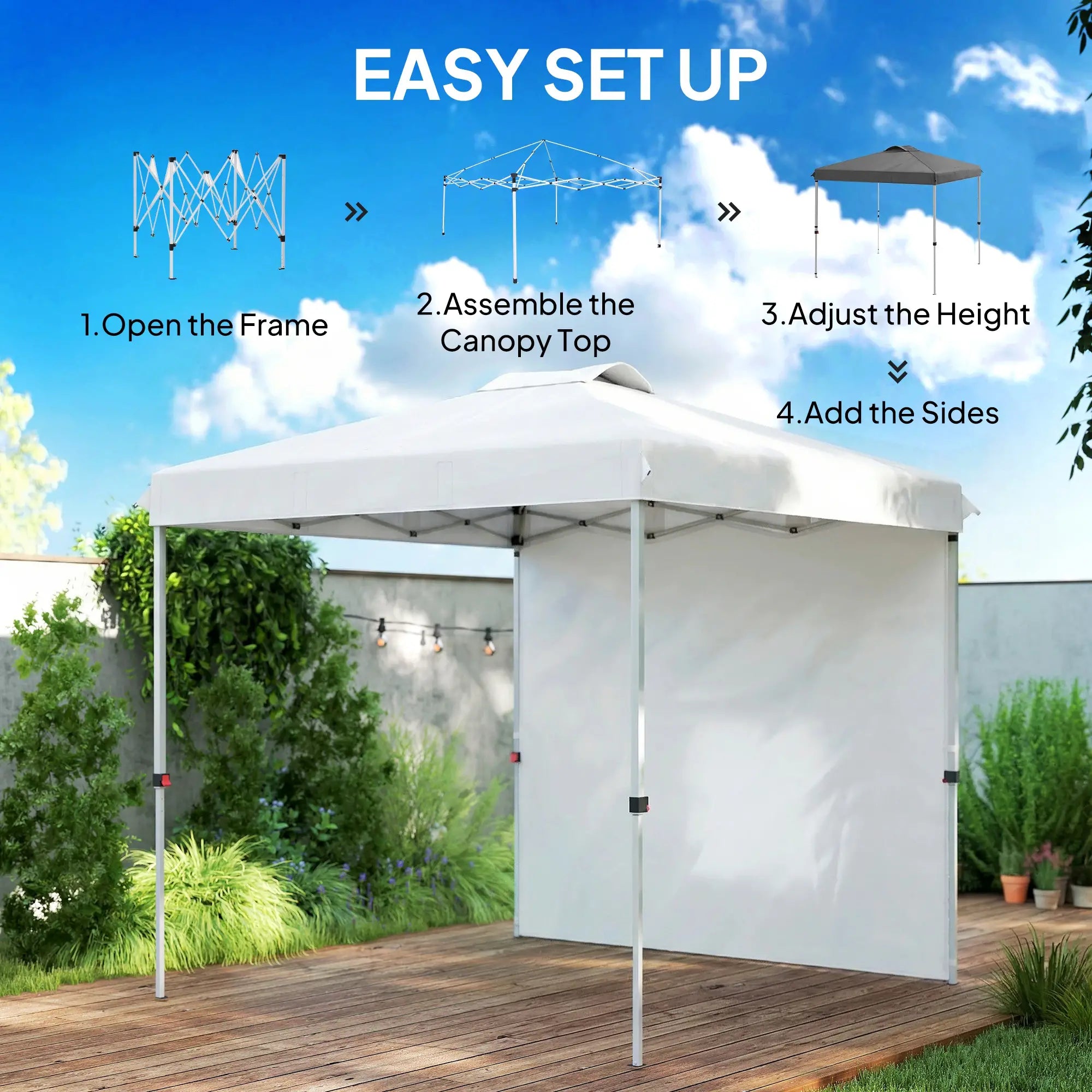 8 x 8 ft Pop Up Canopy, With Sidewall, Carry Bag, Sand Bags, White Pop Up Canopies at Gallery Canada