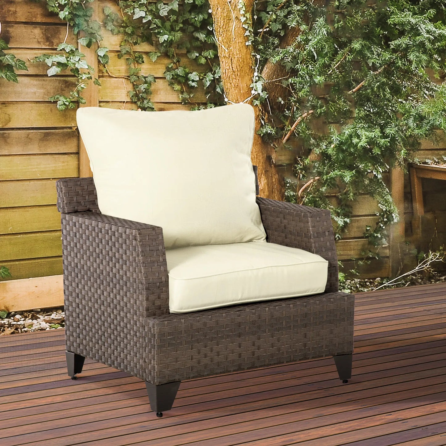 Patio Chair Cushions, Thick Deep Seat with Back Cushion, Cream White Patio Chair Cushions at Gallery Canada