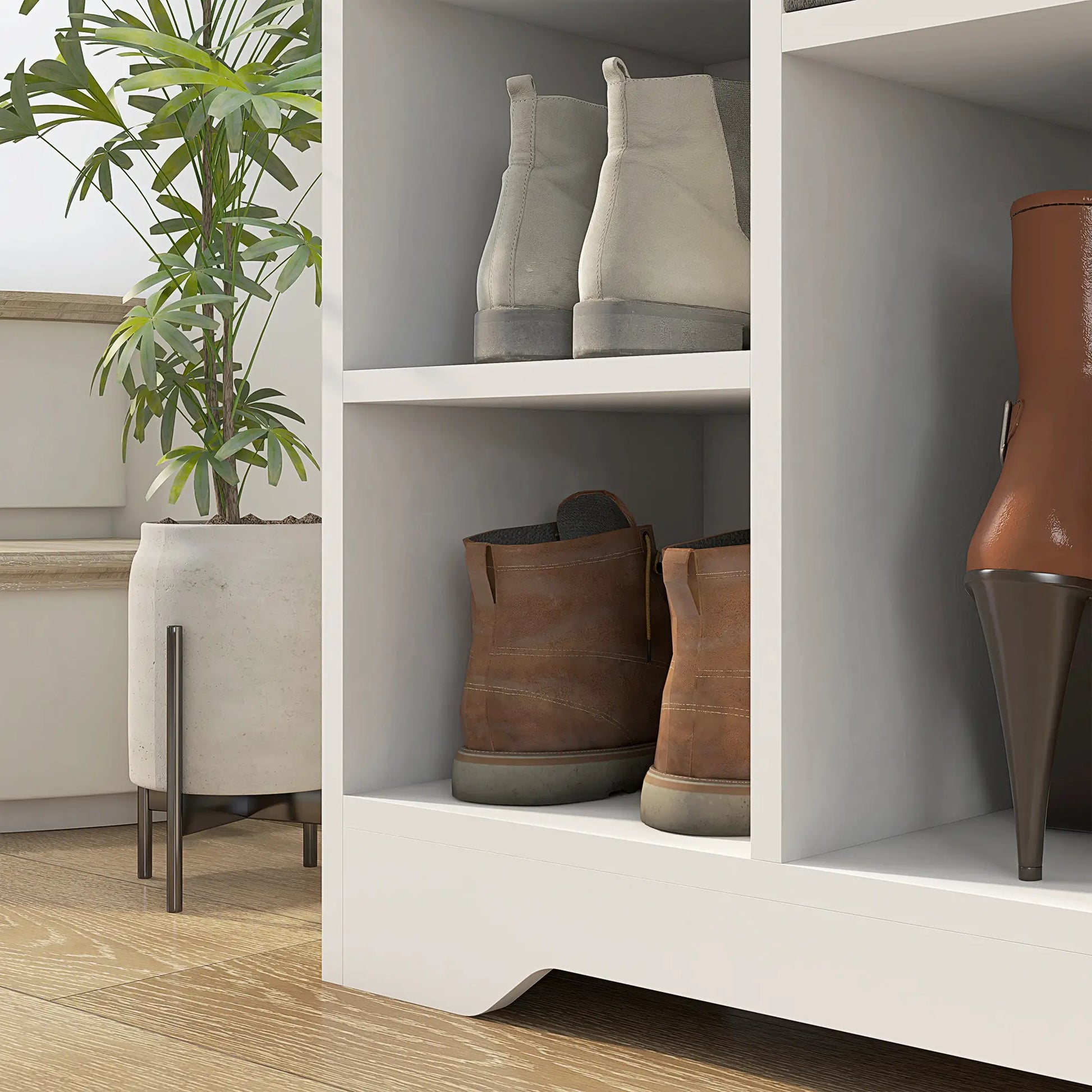 Upholstered Shoe Storage Bench With Seat, Drawer, 6 Shelves, White Shoe Storage Cabinets & Racks at Gallery Canada