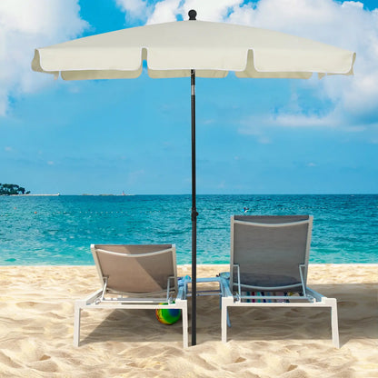 6.5x4ft Rectangle Aluminum Tilt Patio Umbrella, Cream White Sun Umbrellas at Gallery Canada