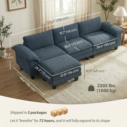 Sectional Sofa, L Shaped Couch, Deep Seat, Blue L Shaped Couchs at Gallery Canada