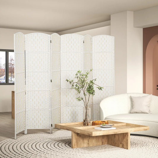 6ft Folding Room Divider, Wooden Frame, Natural Room Dividers White at Gallery Canada