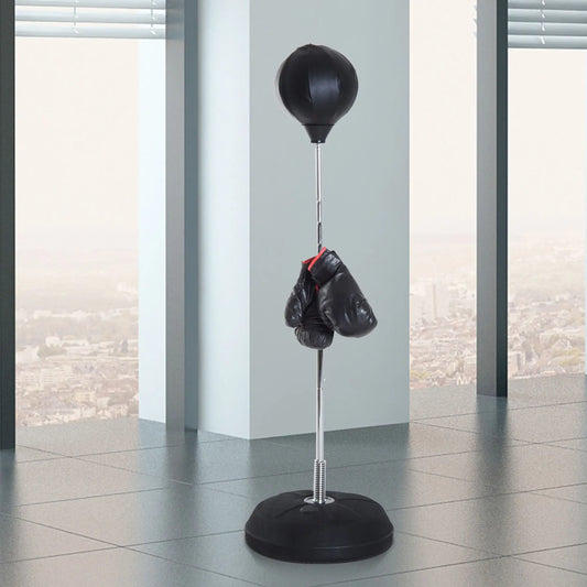 Freestanding Boxing Bag, Adjustable 49.6-56.7in, Black Punching Bag Stands Black at Gallery Canada