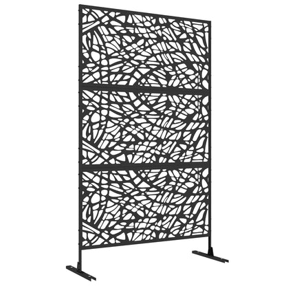 6.5FT Decorative Outdoor Divider, Metal Privacy Screen with Stand, Twisted Line Style, Black Side Awnings at Gallery Canada