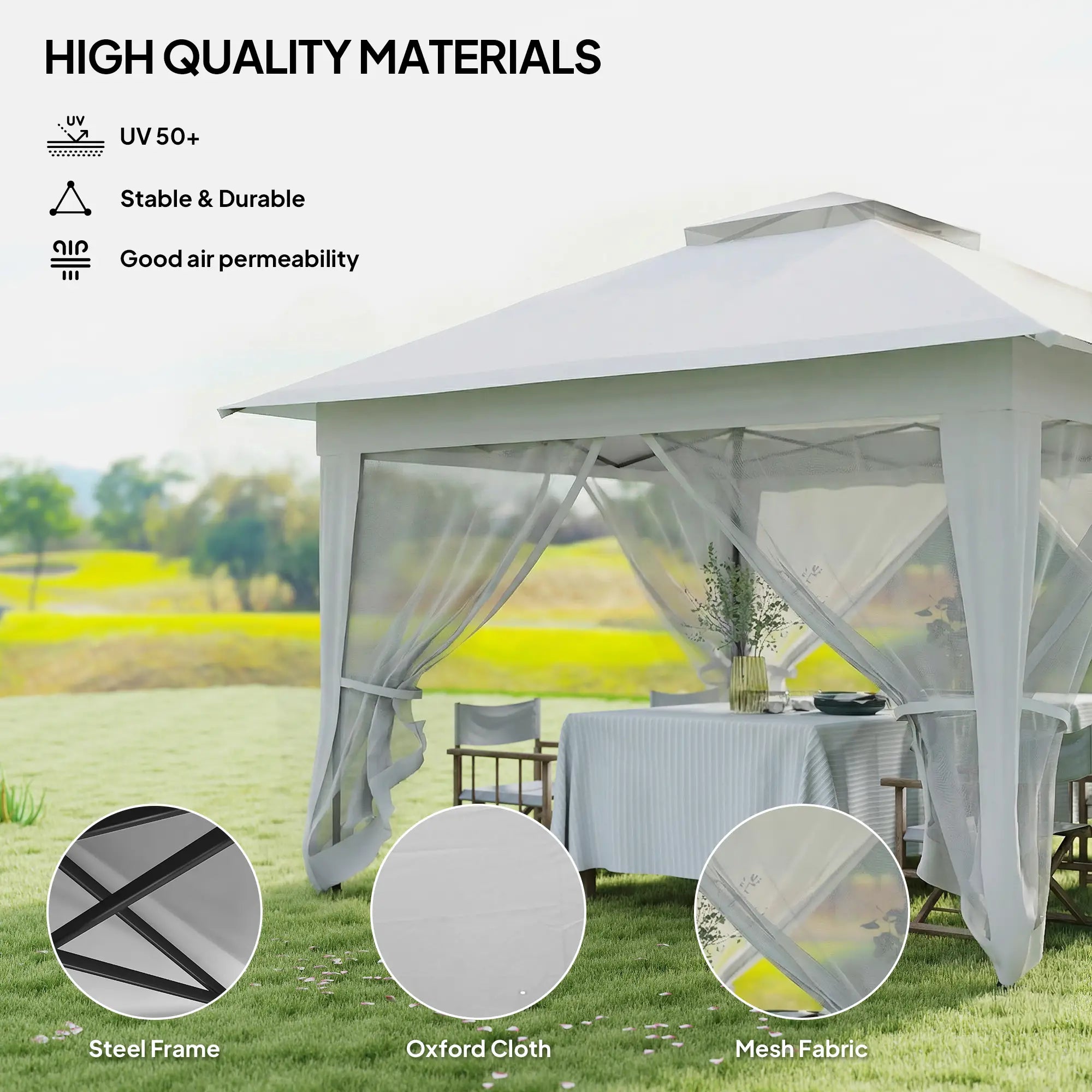 12' x 12' Foldable Pop-Up Party Tent, Steel Frame, Light Grey Pop Up Canopies at Gallery Canada