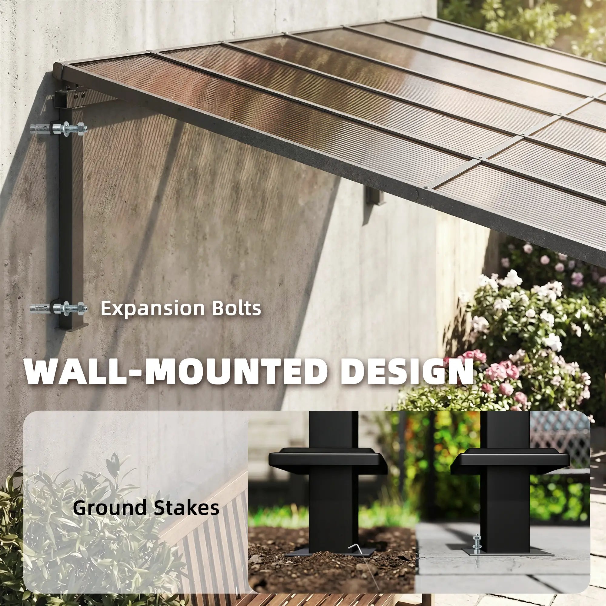 11' x 10' Outdoor Pergola, Wall Mounted Hardtop Gazebo, Polycarbonate Roof Pergolas at Gallery Canada