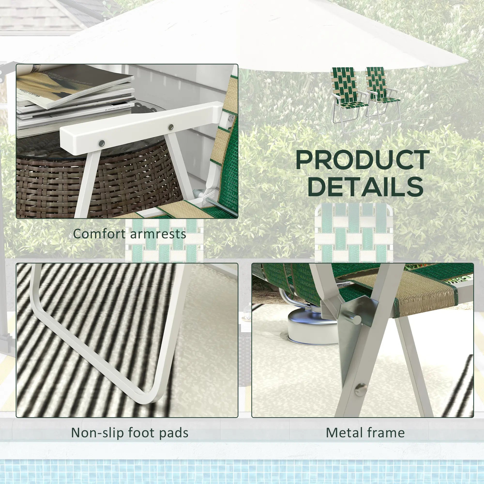 Folding Patio Chairs, Portable Set With Armrests, Green Patio Chairs at Gallery Canada