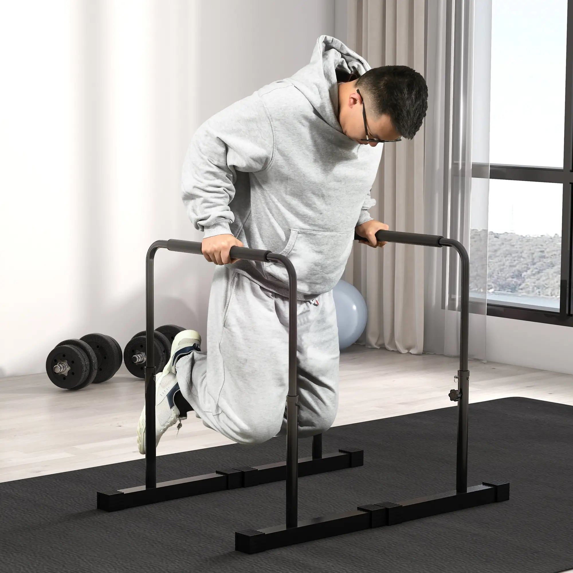 Adjustable Push Up Bars, Dip Station with 4 Height Levels More-Strength Training Equipment at Gallery Canada