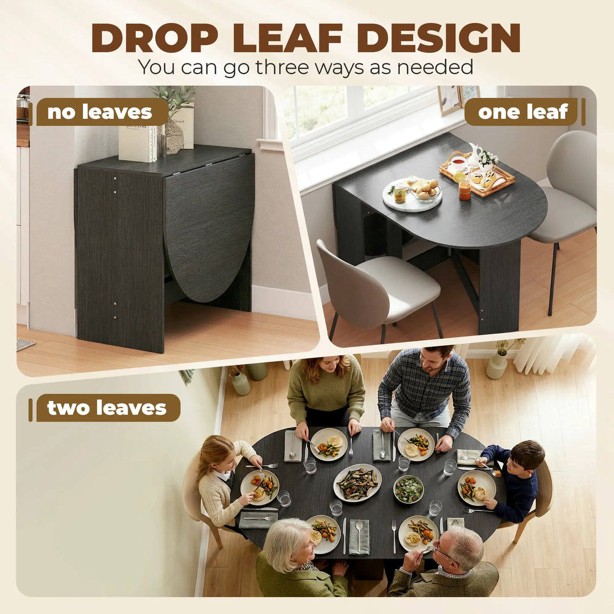 Oval Folding Dining Table, Drop Leaf Kitchen Table, Black Dining Tables at Gallery Canada
