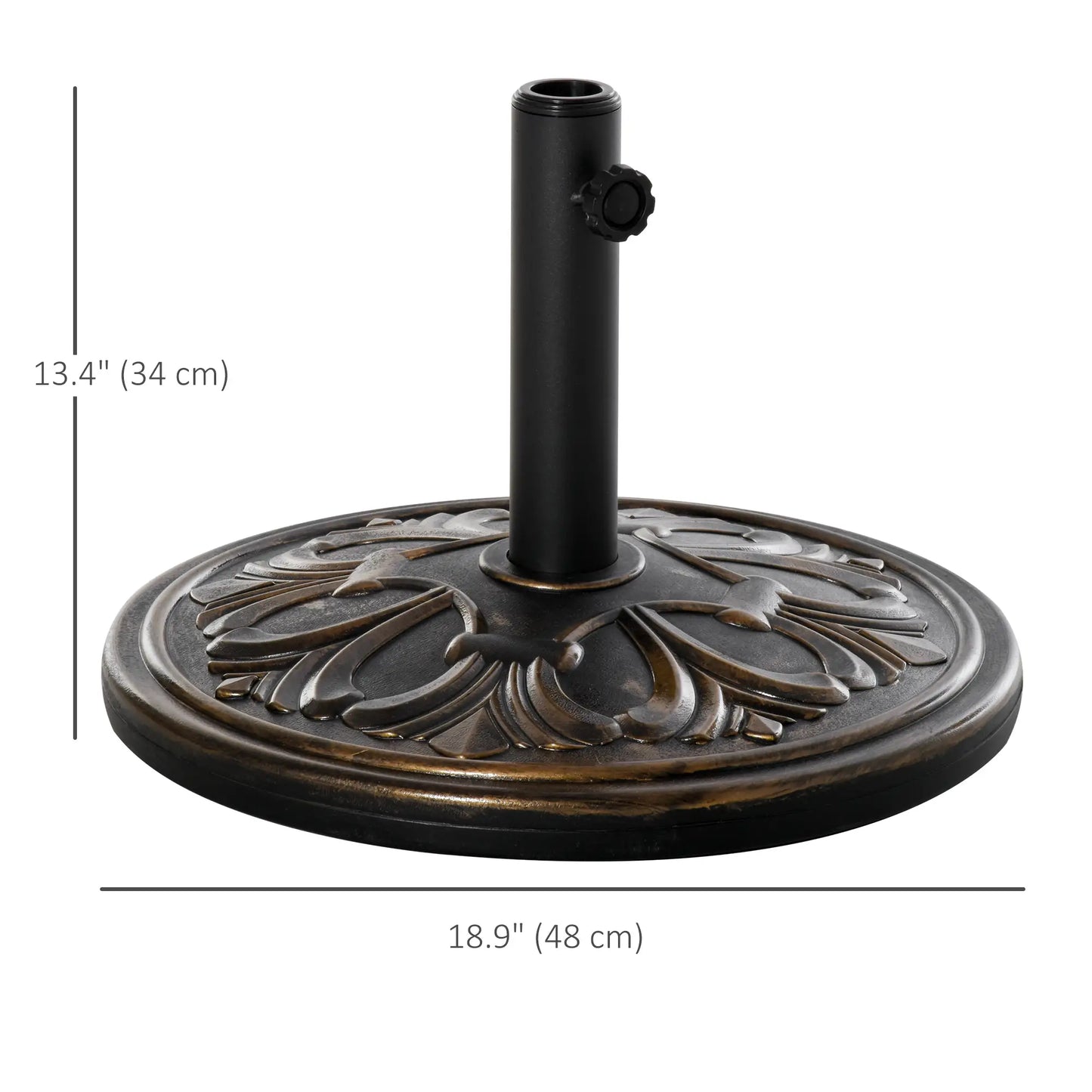 29 lb Concrete Umbrella Base, 19" Round, Outdoor Parasol Holder, Bronze Umbrella Bases at Gallery Canada
