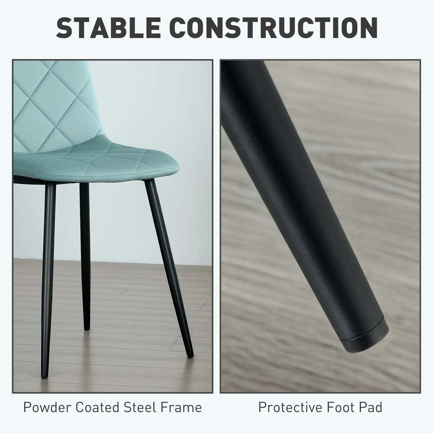 Upholstered Dining Chairs Set of 4, Steel Legs, Modern Kitchen Chair, Green Dining Chairs at Gallery Canada