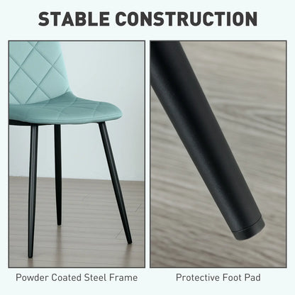 Upholstered Dining Chairs Set of 4, Steel Legs, Modern Kitchen Chair, Green Dining Chairs at Gallery Canada