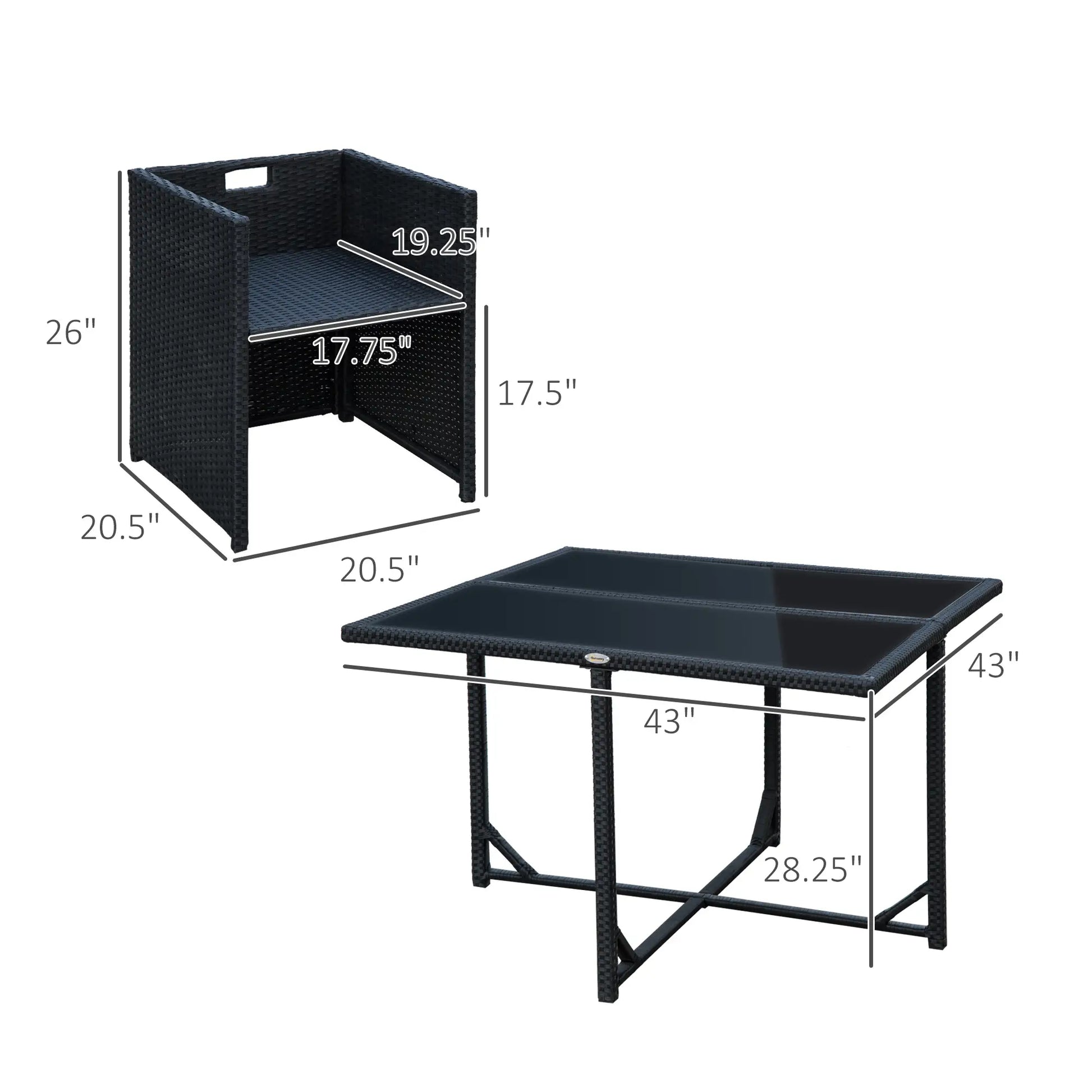 5-Piece Wicker Patio Dining Set, Removable Cushions, Glass Table, Cream Outdoor Dining Sets at Gallery Canada