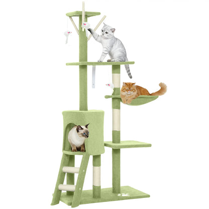 53 Inch Cat Tree Tower, Kitten Activity Centre, Green Cat Towers at Gallery Canada