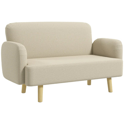 Velvet Fabric 2 Seater Sofa, Small Loveseat 8.3" Thick, Cream White 2-Seater Sofas at Gallery Canada