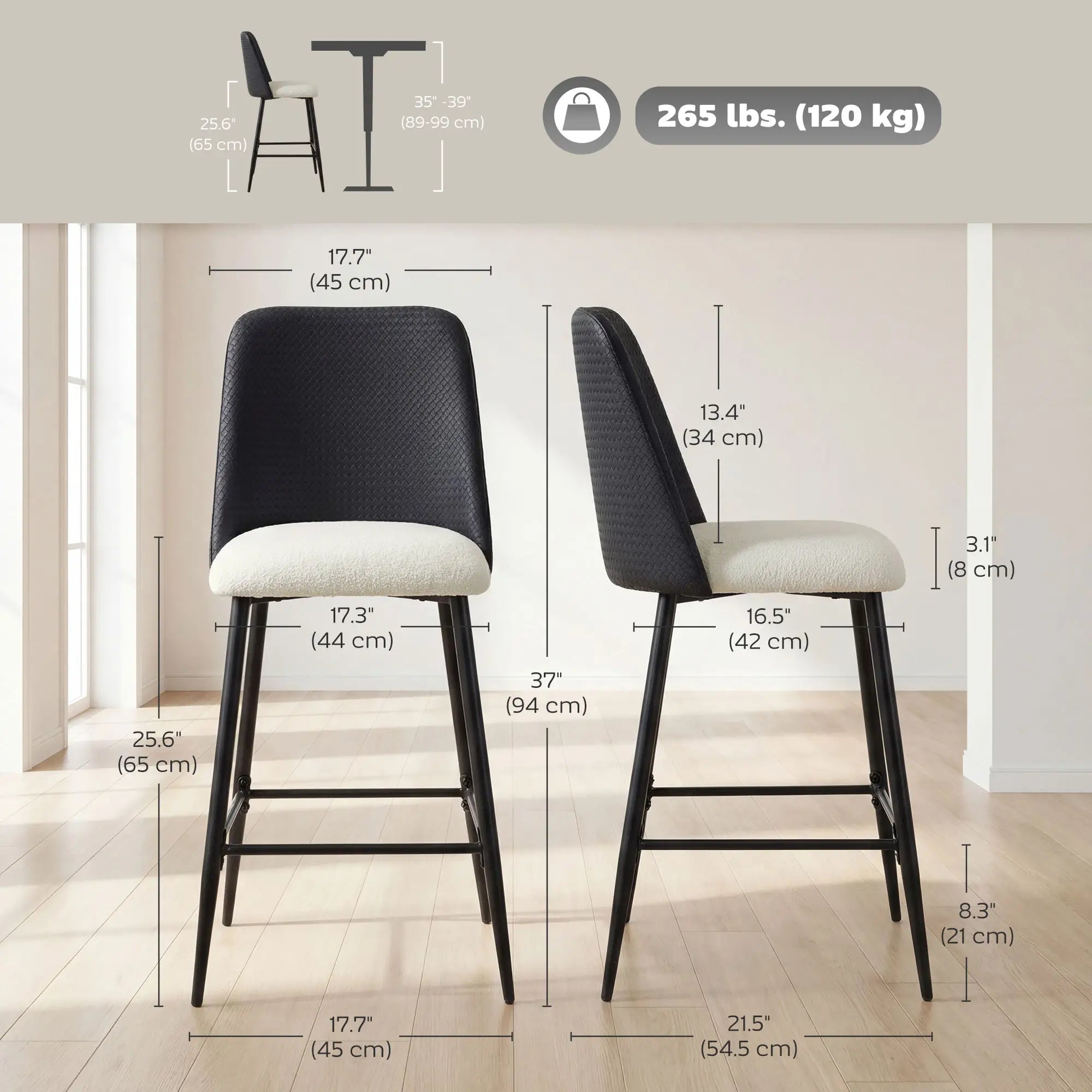 Counter Height Bar Stools Set of 2, 26