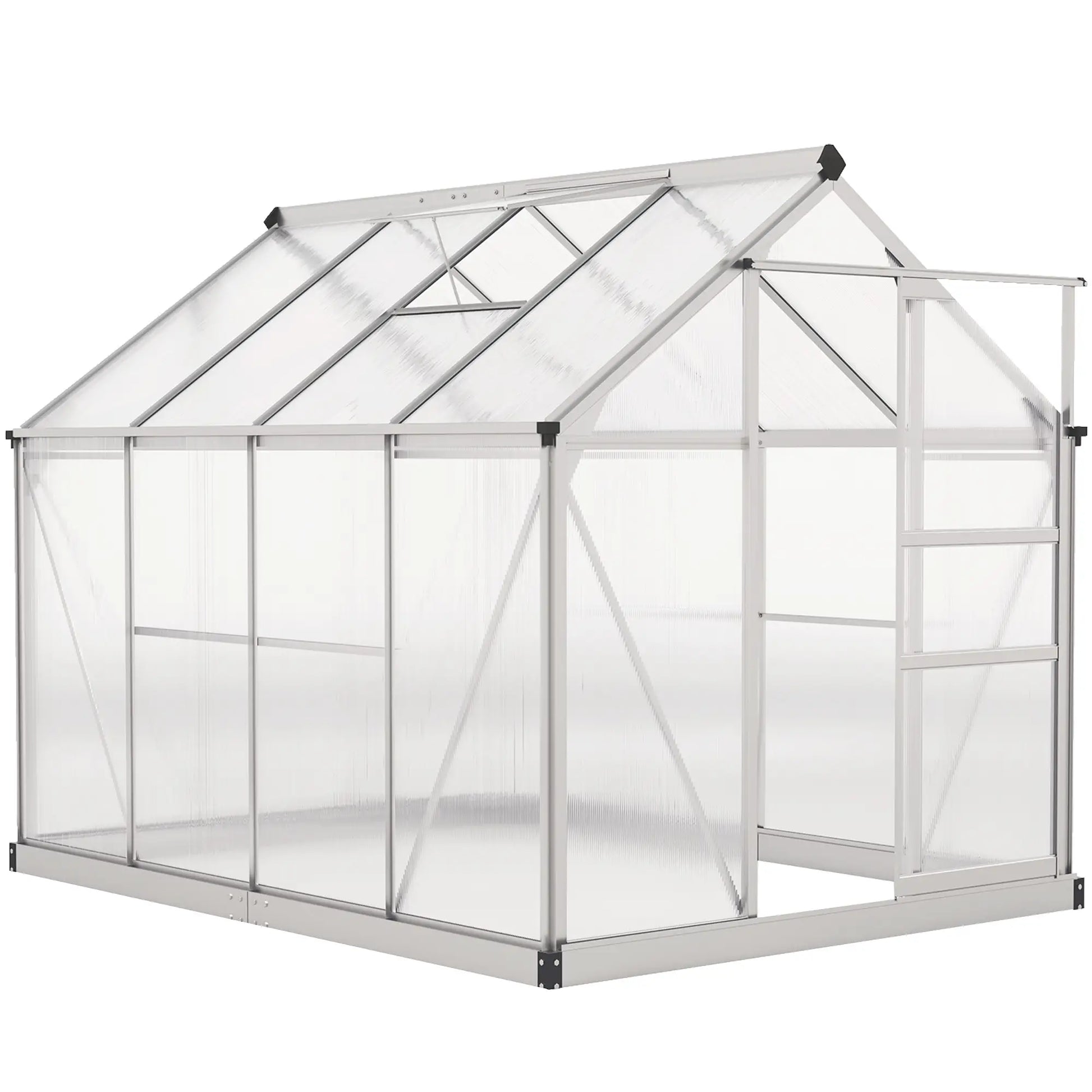 6' x 8' x 6.6' Polycarbonate Greenhouse, Walk-In Garden Kit, Silver Walk In Greenhouses at Gallery Canada