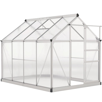 6' x 8' x 6.6' Polycarbonate Greenhouse, Walk-In Garden Kit, Silver Walk In Greenhouses at Gallery Canada