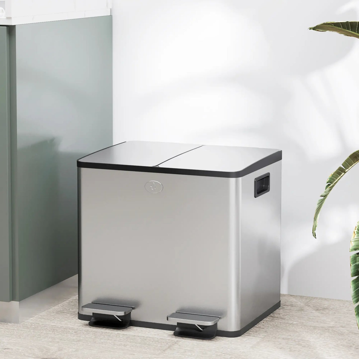 Dual Garbage Bin, Soft Close Trash Can, 2 x 15 Liter, Silver Household Supplies at Gallery Canada